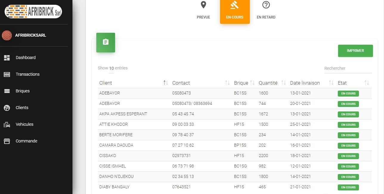 APPLICATION DE GESTION DE BRIQUETERIE